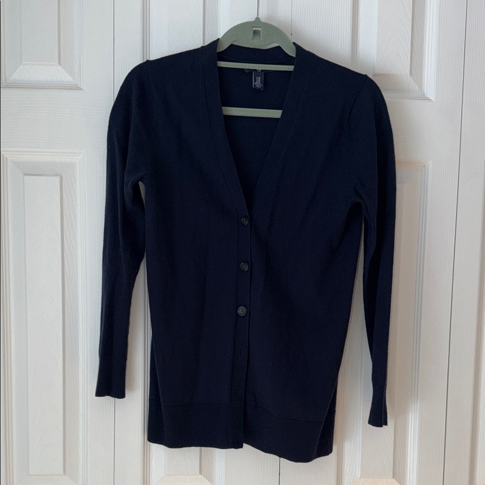 Classic Navy Blue Women's Cardigan Sweater